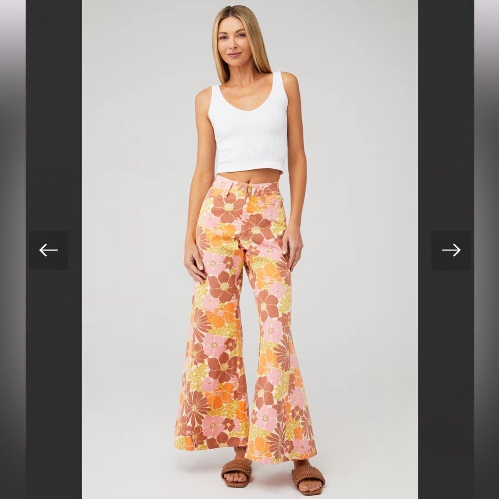 NWT Show Me Your Mumu Women's Windsor Wide Leg Retro Garden Floral Pants Size 25 - Picture 4 of 7